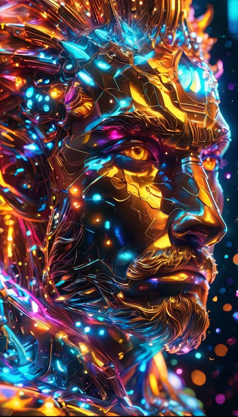 Herculesオオカブト、Hercules、虹色のHercules、(whole body, detailed), ((虹色の羽を持つHerculesの肖像画:1.5)), photoRealistic, masterpiece: 1.2), (Highest quality, High resolution, 8k), (Realistic: 1.37), faint smoke, ultra detailed , Sharp focus, Bright Eyes, Scale and Texture, mysterious, Calm, Beautiful Landscape, Soft lighting, Vibrant colors, , Blurred Background、crystal