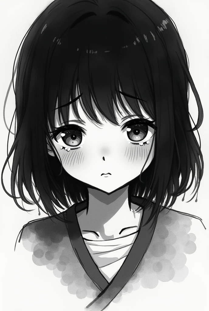 Create an anime image where there is a girl covering her eyes and crying
Now like this, but put it in black and white and have the girl looking down
Now create it without copyright
Create another different one, but let the girl's tears show