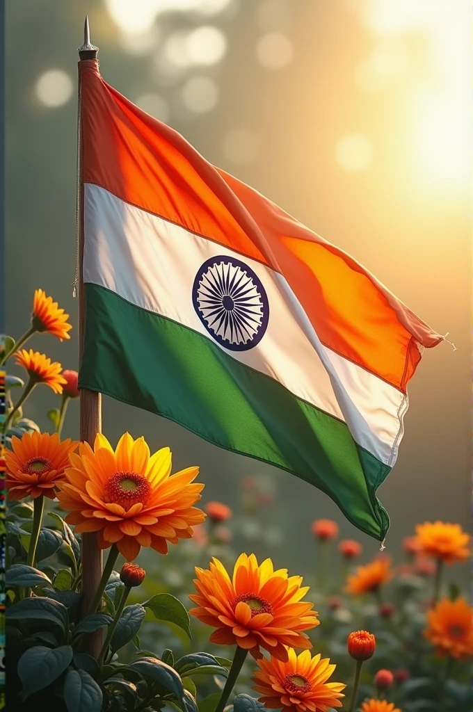 Indian flag and some beautiful flowers with Supriya name
