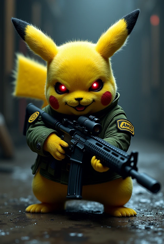 Evil Pikachu of the Special Forces
Holding an HK416D in both hands