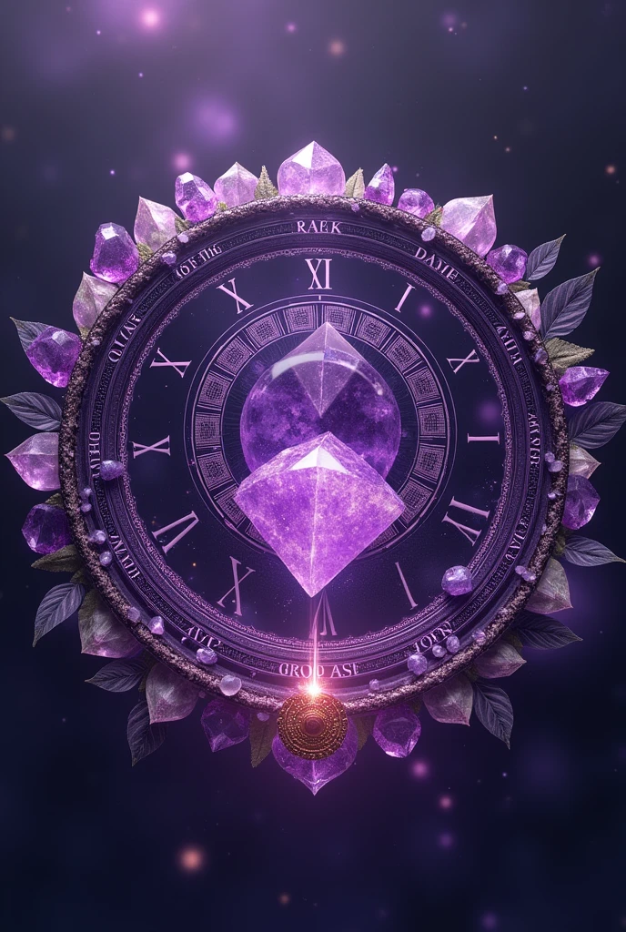 A circle made of Lauren's hour in amethyst purple and that in the center says have a theme that says "amethyst", below the theme a phrase that says "She is more precious than jewels, and nothing you desire compares to her",
below the phrase and the theme an amethyst stone