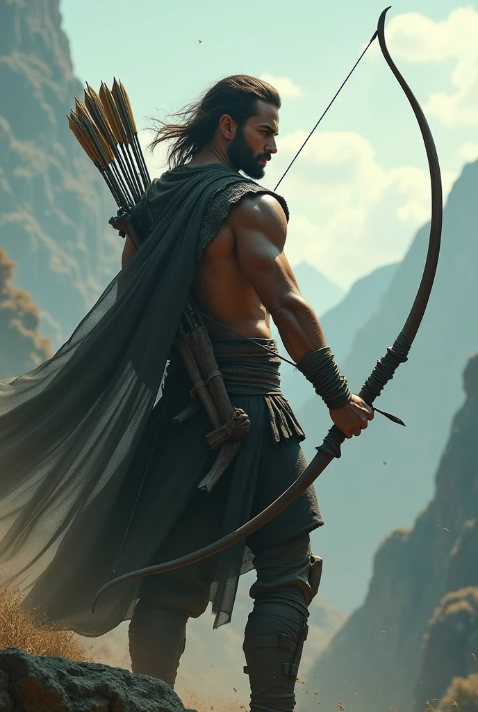 Man hold bow backside image
