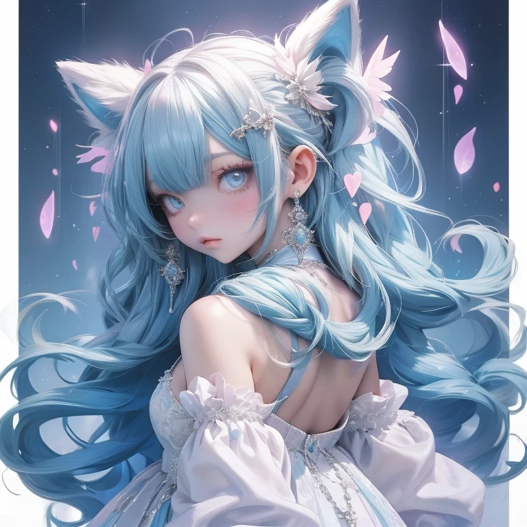 a close up of a anime cat girl streaming on the computers looking back eating a snack, anime moe artstyle, ahegao, long gray teal hair, curly hair, brown ayes, anime style 4 k, nightcore, official artwork, top rated on pixiv, anime wallaper, mikudayo, , pixiv, popular on pixiv, anime! 4 k, anime! 4k, high quality anime artstyle, white dress, white pajamas, pink bedroom, bed full of plushies, background, pink gaming chair, calm atmosphere（small young girl full body）、a baby face、Very cute、slim and beautiful、((small :1.2))、The eyes are well drawn、charming eyes、double tail、Wear jewelry and pearls around your neck，Transparent openwork、Deep V、crystal pearl、在Wear jewelry and pearls around your neck，white hair, Showing thighs, bare shoulders, showing clavicle, Yao Liu, barefoot，((whole body))、painful posture1
a close up of a woman with blue hair and a dress, seductive anime girl, blue scales covering her chest, oppai, scales covering her chest, top rated on pixiv, breasts covered and sfw, pin on anime, ahegao, anime moe artstyle, ecchi anime style, pixiv 3dcg, rem rezero, sie boob
2
a close up of a woman with blue hair and a dress, an anime drawing by Kamagurka, pixiv, tachisme, seductive anime girl, blue scales covering her chest, oppai, scales covering her chest, top rated on pixiv, breasts covered and sfw, pin on anime, ahegao, anime moe artstyle, ecchi anime style