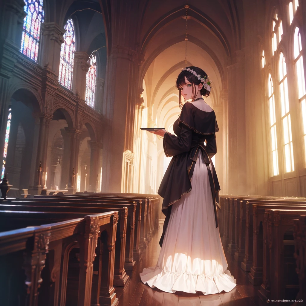 Masterpiece、dress、Inside the church、Posed looking back