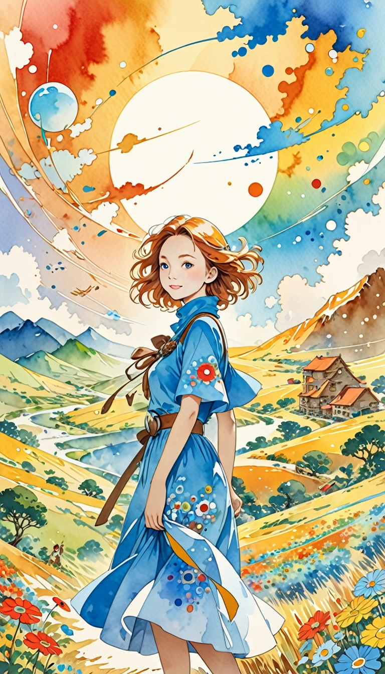 Takashi Murakami Style、(((stylish fashion))), 8K Quality、Intense watercolor, Detailed watercolor art, Watercolor splash, Surreal, avant-garde pop art, Beautiful and expressive paintings, Beautiful artwork illustration, Very colorful tones, wonderful, Cool beauty, highest quality、Official Art, Vector art, Stylish design, (((Nausicaa of the valley of the wind1.9))),(((The most beautiful smiling girl))), (((picnic1.3))), (((toxic jungle1.8))),(((Ohmu1.7))),(((highest quality))), HDR, ((detailed)), (((Doodle Art)), ((masterpiece)), ((Super detailed)), (((Stylish))), (((giant warrior))),