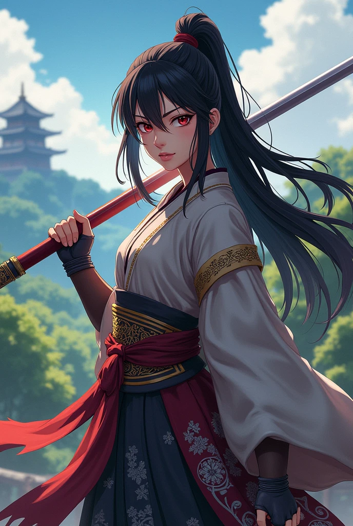 Sengoku Period Anime Girl Naginata Long