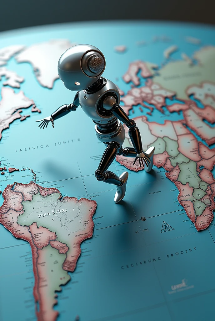 Robot tusing whole world map.