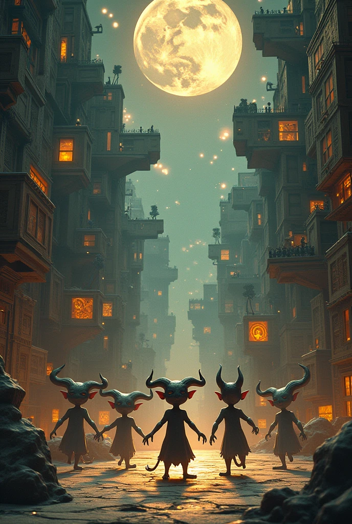 a unique and mysterious world where imps constantly move through a territory with mathematical laws established by the Great Devil.