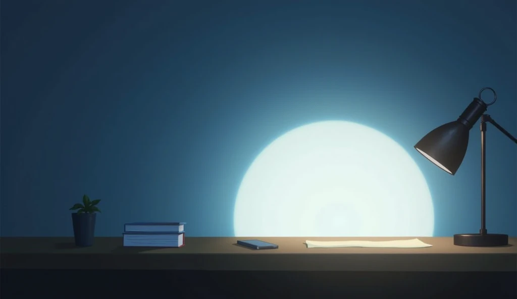 on the desk,A bluish-white light from the left,Shooting from the side,Anime Style,animation,Japanese anime,High resolution,