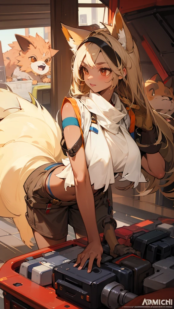 Anthro female Growlithe mechanic