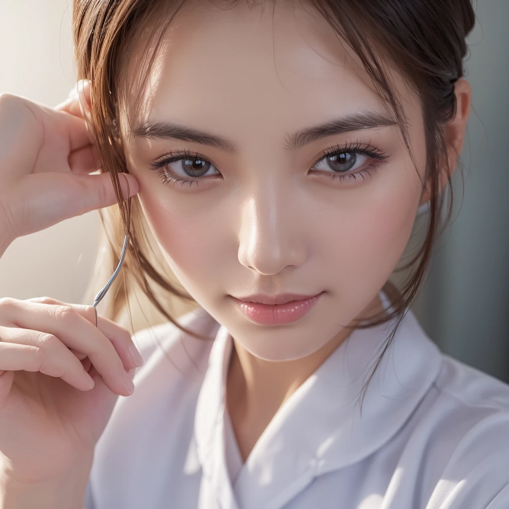 3 nurses、(Highest quality、masterpiece、Ultra-high resolution、(Realism: 1.4)、White:1.2、At work: 1.2、Beauty、Highly detailed face and skin texture、hospital: 1.2