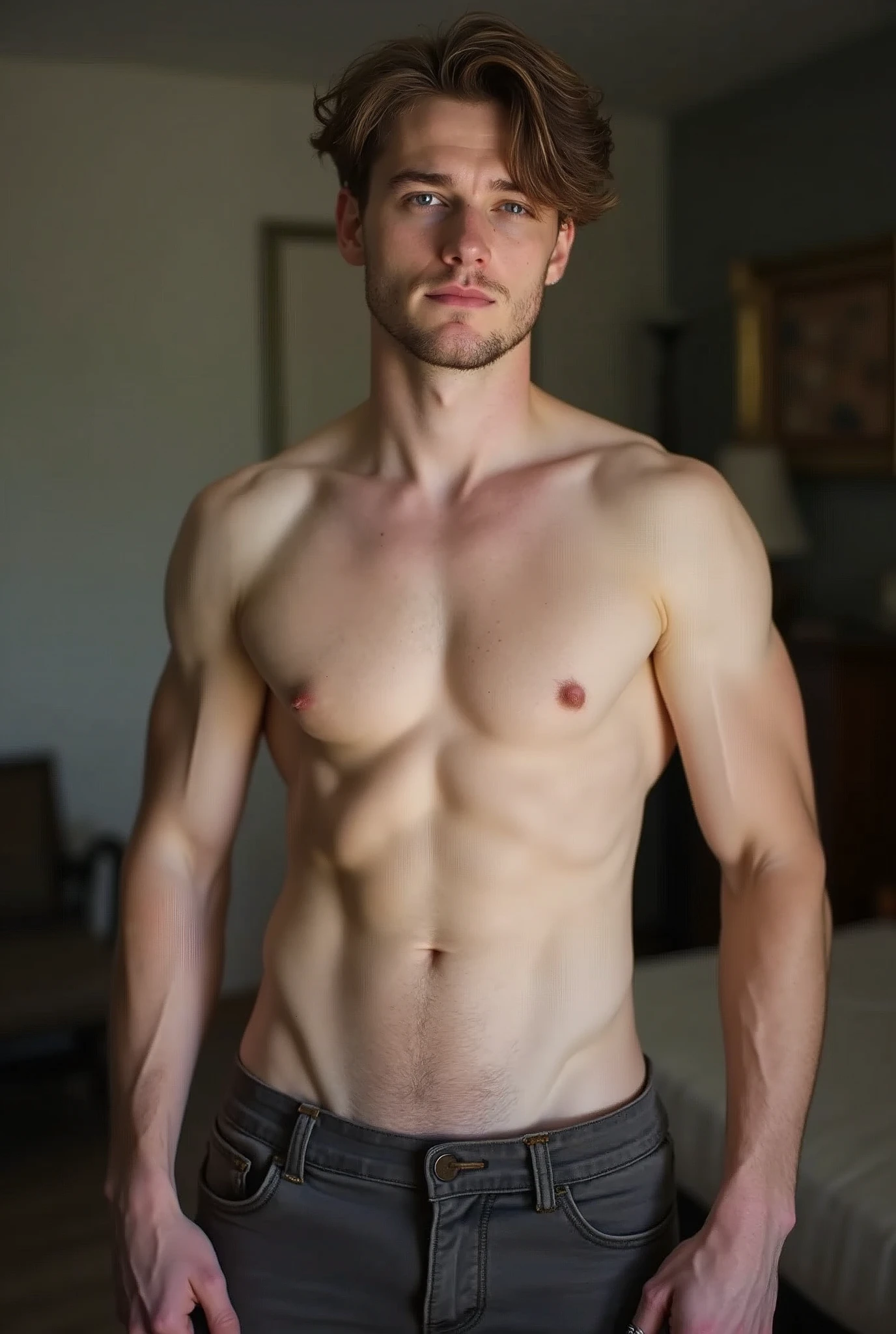 muscular white boy with lip piercings and big pink tip circumsized dick