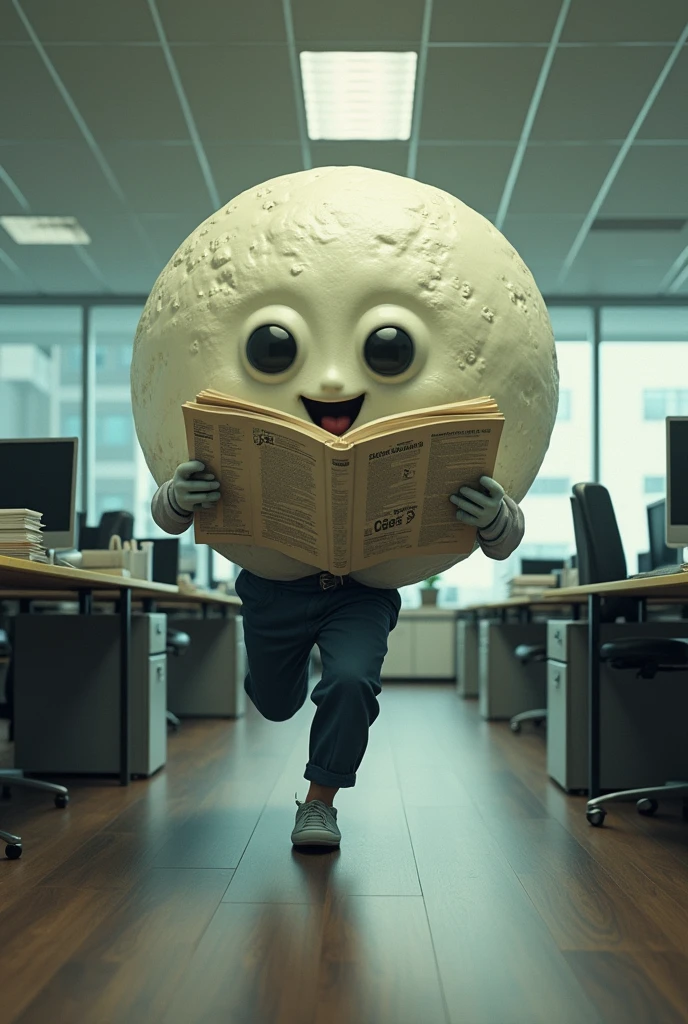 A moon running with documents in the office