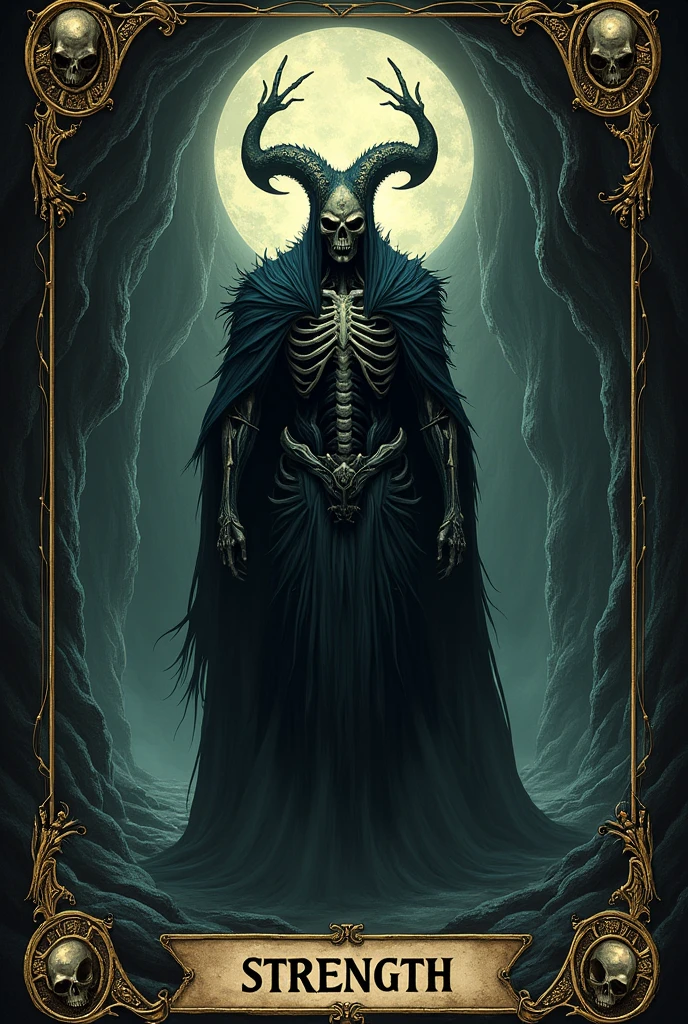 Crias playing card de tarot, skullish, dark, souls, playing card, Number 11, strength  , skullish,cavern