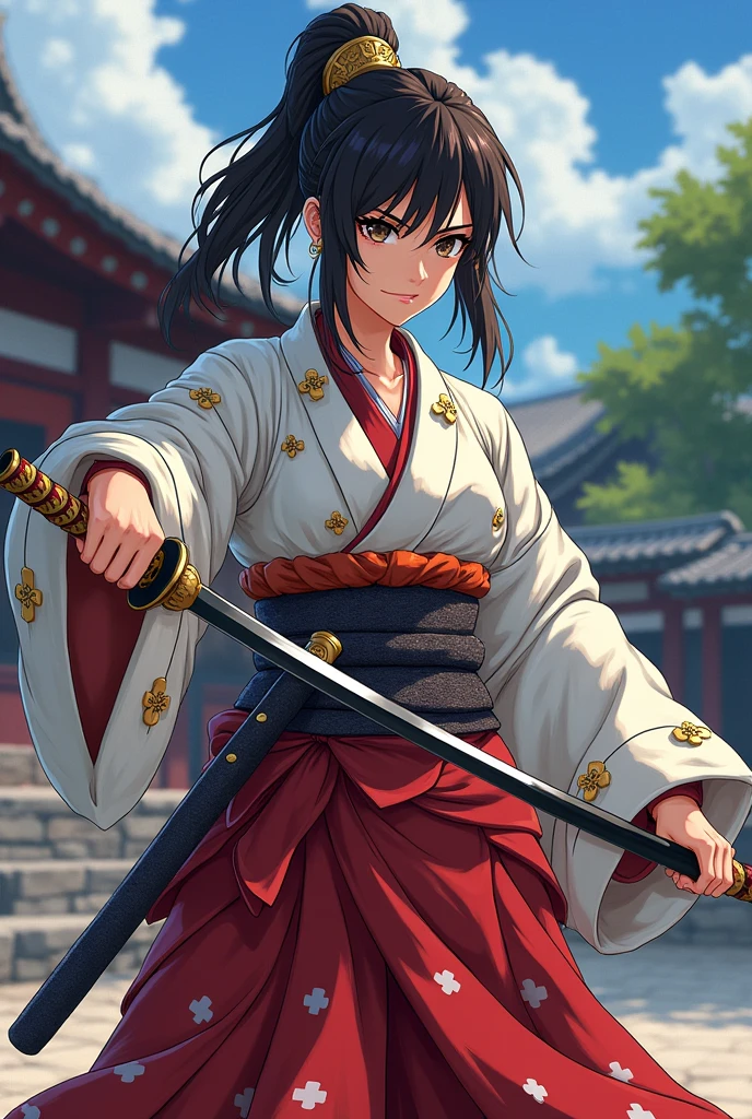 Sengoku period anime female naginata single-edged straight long
