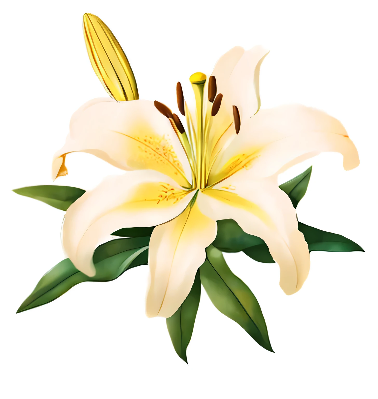 Recreate white lily, perfect, comely