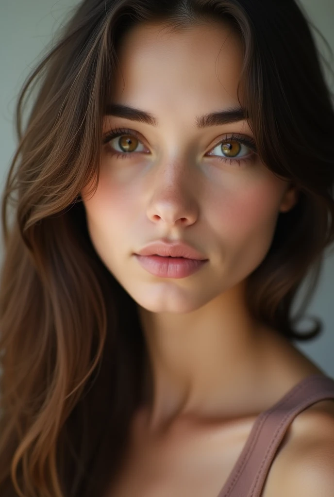 Fille brune yeux marrons
