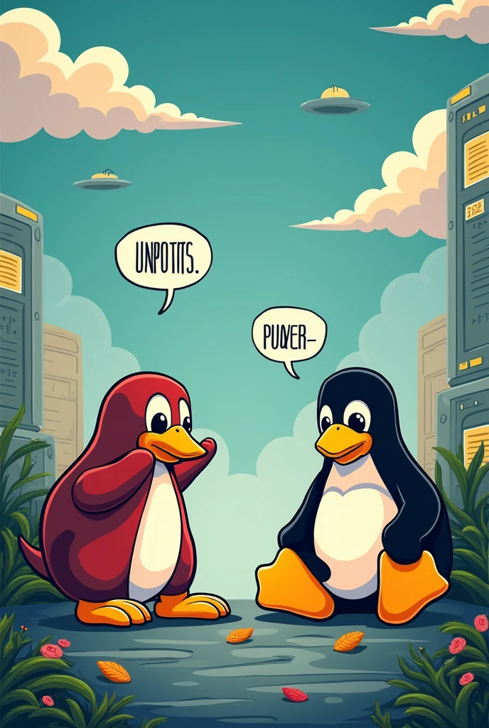 Make me a funny wallpaper about linux windows with text of unique quotes about linux