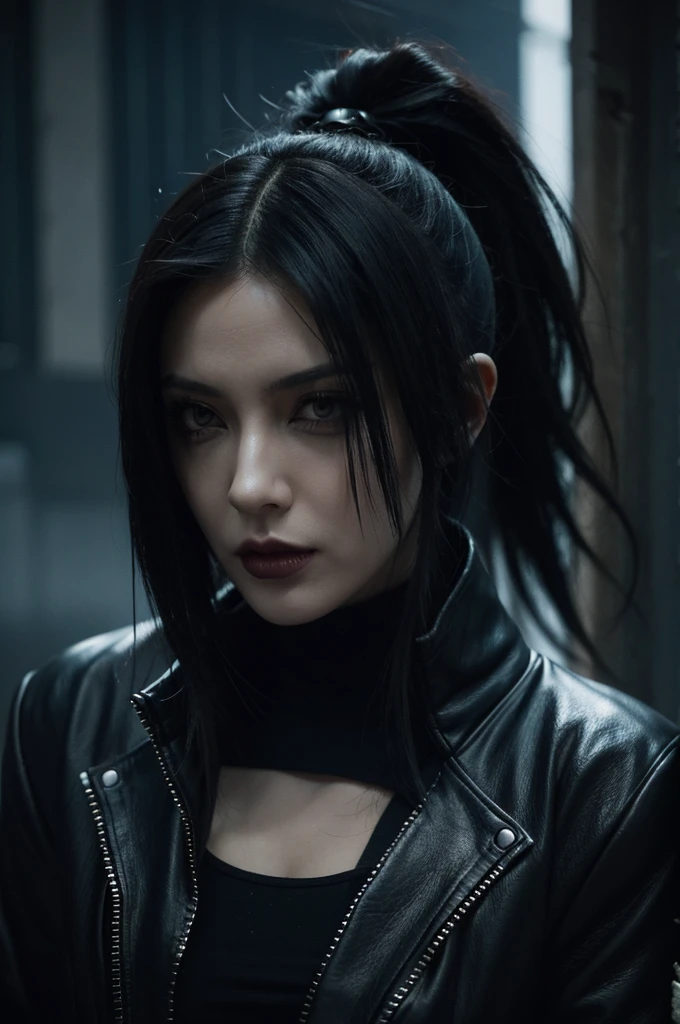 woman in a black outfit, cyber punk setting, gothic - cyberpunk, cyberpunk assassin, very beautiful cyberpunk assassin, cybergoth, goth cybersuit, cyberpunk photo, photograph of a techwear woman, cyberpunk style outfit, in cyberpunk style, cyberpunk femme fatale, cyberpunk outfit