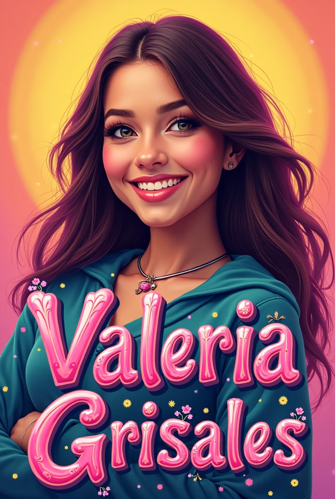Write Valeria Grisales with the Hannah Montana font as it is in the logo