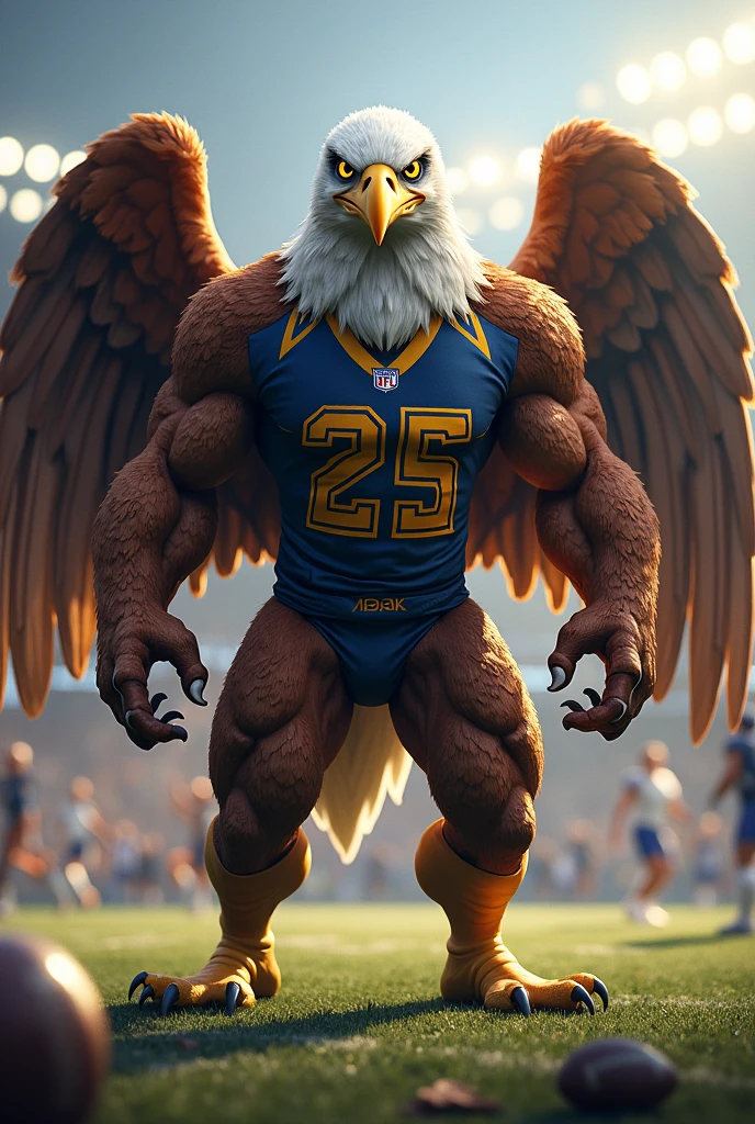 Eagle with a human body, football mascot