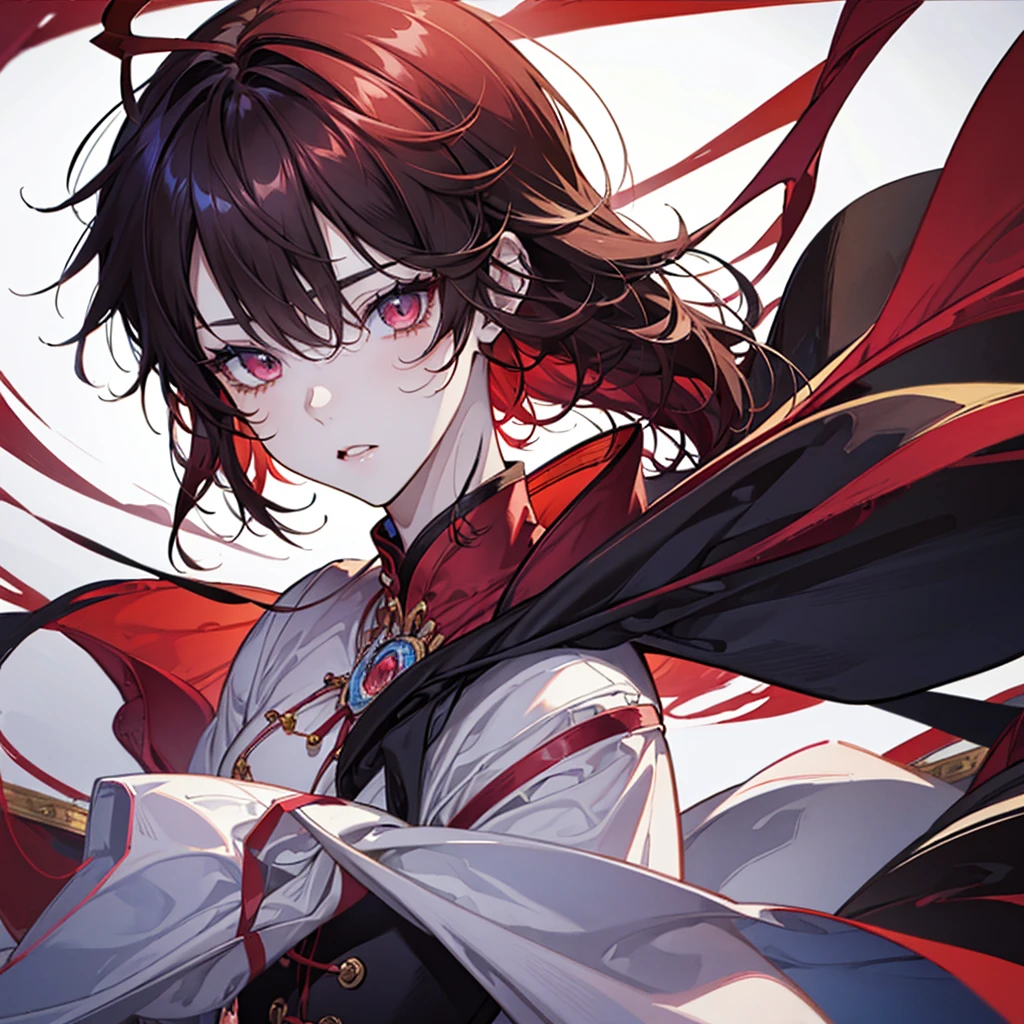 Cat ears、Red gradient hair、Red eyes、Short messy hair、Hair between the eyes、(Half Body、Are standing、No sleeve、Muscular、Broad shoulders)、Detailed face、Beautiful detailed eyes、Beautiful detailed lips、Highly detailed eyes and face、Long eyelashes、intricate strands of hair、high quality、8k、Photorealistic、Studio Lighting、Super Fine Art、Sharp Focus、Physically Based Rendering、Bright colors、Anime Style、Digital Art