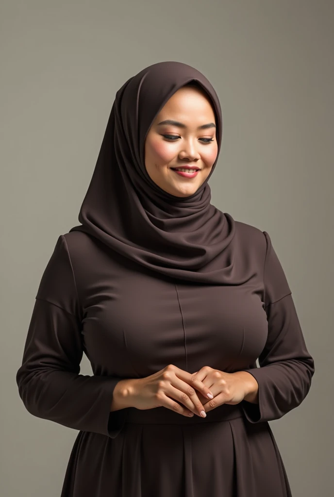 RAW, Best quality, high resolution, masterpiece: 1.3), beautiful Malay woman in hijab (iu:0.8)1beautiful Malay woman in hijab wearing modern youth Muslim clothing,big breast, modern muslim fashion, flowing shawl, portrait photography, mid shot photo, ultra detail, professional photo with professional lighting, smile, random background, sexy seductive pose, curvy ,