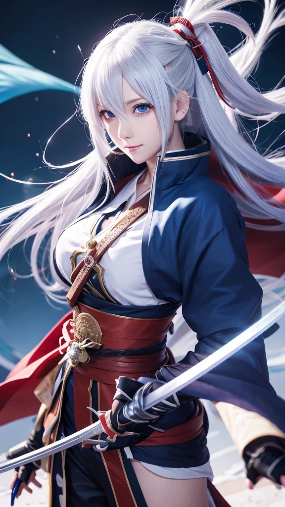 An anime character with white hair and blue eyes holding a sword., onmyoji, The Detailed Art of the Onmyoji, Onmyoji portrait, From Arknights, Best anime 4k konachan wallpaper, Anime Style 4k, Anime Art Wallpapers 8K, Keqing of Genshin Impact, Demon Slayer Louis Fan Art, anime art wallpaper 4k, anime art wallpaper 4k
