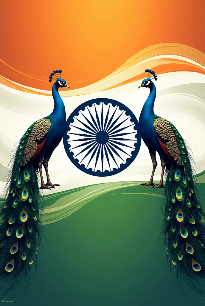 Beautiful Indian flag colours with beautiful Ashok chakra with both side peacocks and beautiful Indian flag name with Sri Gayatri Enclave name displayed on below the beautiful Ashok chakra