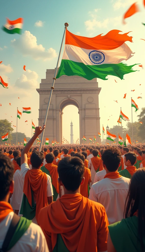 Create a image to celebrate independence day in india with students
