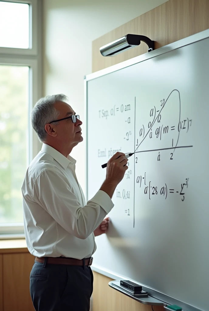 I want a image a teacher writing maths equations on a white board..
