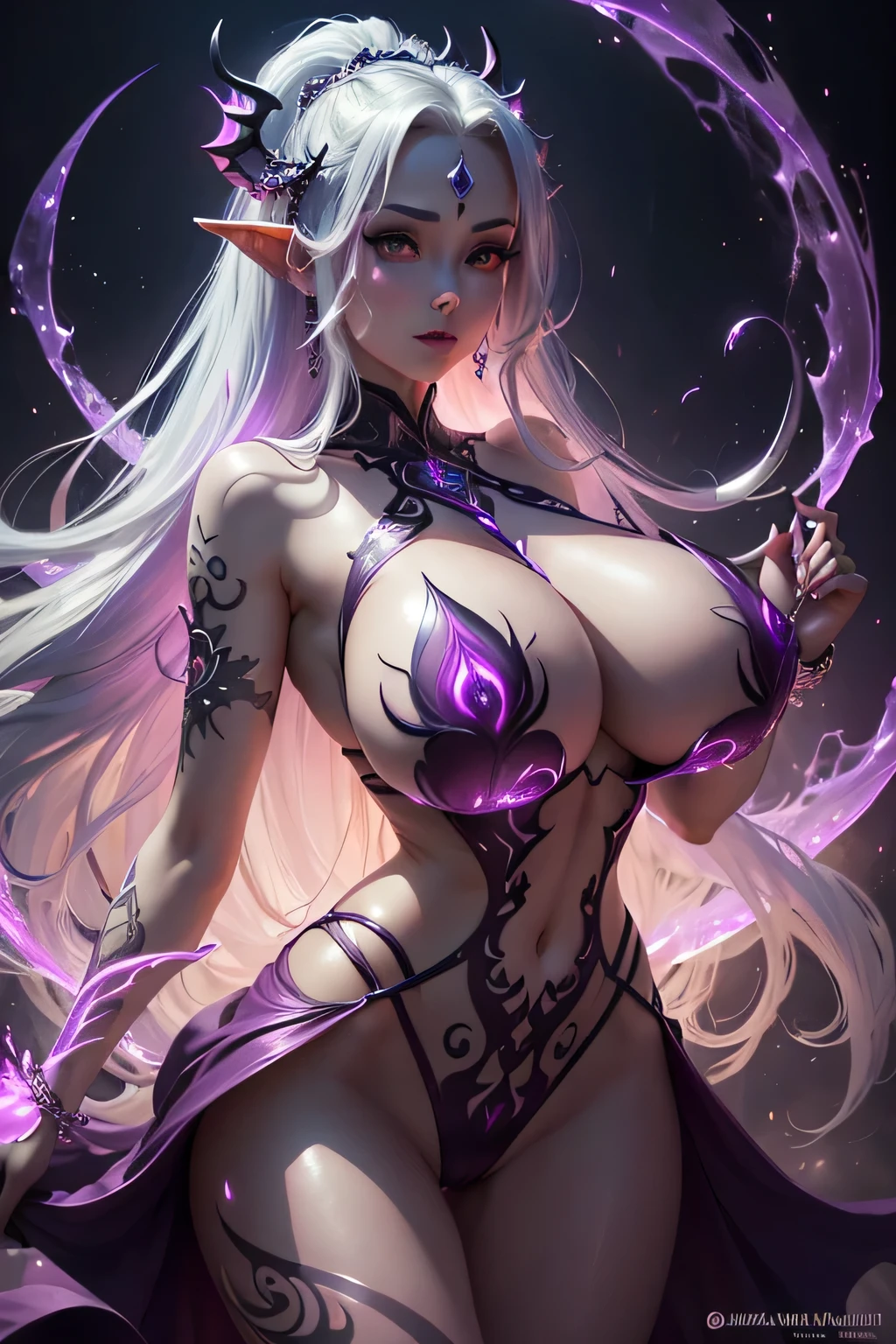 ((best quality,4k,8k,highres,masterpiece:1.2),ultra-detailed, madness, magic, beautiful magic, 1girl, (very beautiful fantasy background), (((crazy sexy fantasy glowing dress))), ((volumetric lighting)), moonlight, portraits, vivid colors, intense lighting, brush strokes, ethereal atmosphere, spellbinding, enchanting scenery, mesmerizing expressions, whimsical, mystical, intricate details, dynamic poses, captivating moments, enchanting eyes, flowing robes, crystalline , mythical creatures, surreal landscapes, otherworldly, magical elements, (vagina see thru panties), (erect nipples see thru clotheewitching beauty), (((ethereal glow))), transcendent, harmonic color palette. (Obscene lines), (((glowing crotch tattoo, inmon, glowing womb tattoo, succubus glowing tattoo))), (tiara), jewelry, corrupted empress, (glowing magic transparent magic transparent cape dress) (glowing magic transparent magic transparent cape dress), erotic art. art. art. fantasy art. ((on the magical cave)), ((magical landscape)), (((Incredibly beautiful glowing dress)), (((huge breasts: 1.5))), (((glowing dress))), (((glowing body tattoo))), (((bewitching beautiful face))), (((stylish hairstyle))), (((slim waist))), (((standing))), wide hips, ((spread legs)), red:1.7, silver hair, dark skin, shiny skin