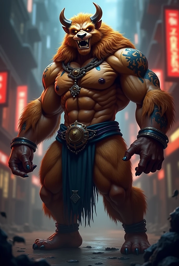 Male Vtuber model of the character Sett, the beastman from League of Legends