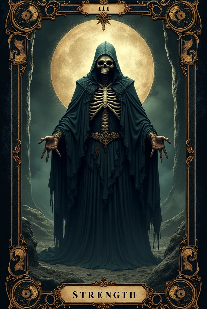 Crias playing card de tarot, skullish, dark, souls, playing card, Number 11, strength , força skullish,cavern