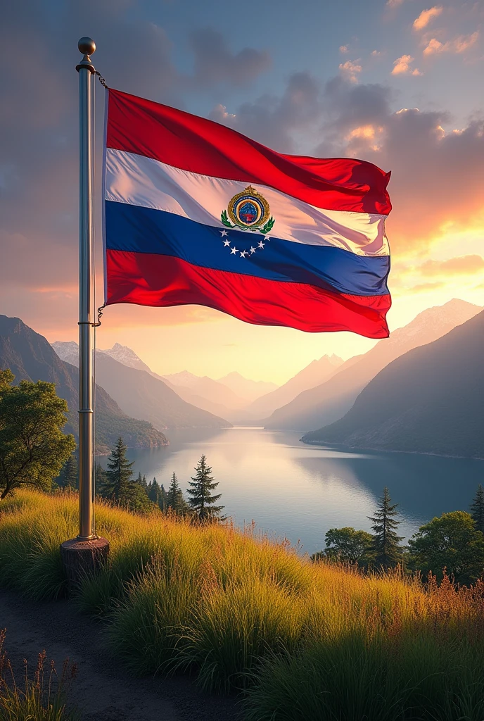 Paraguayan flag in a beautiful place showcasing all its beauty 