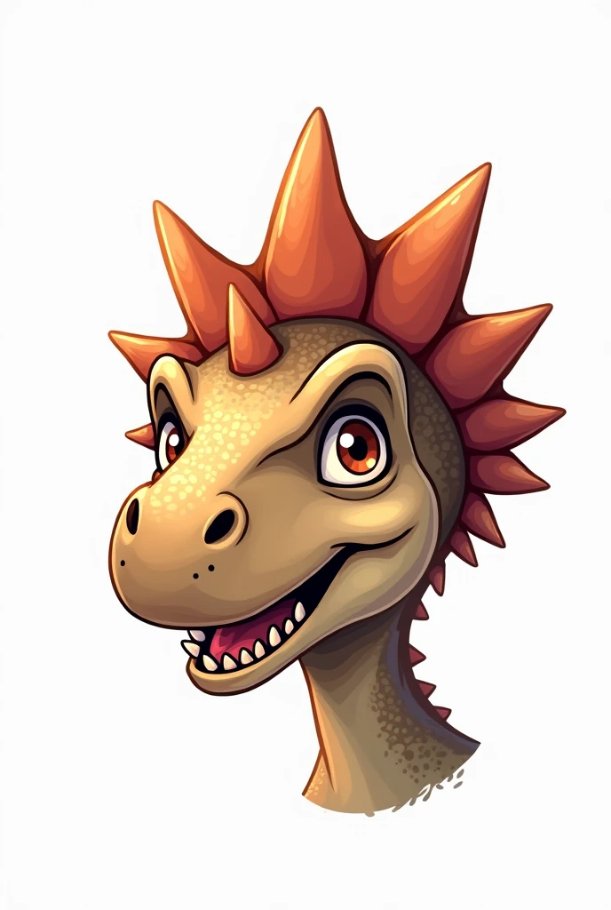 cartoon close up portrait  stegosaurus head view front white background