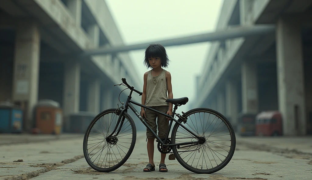 The girl with the broken bicycle. In 3d redar
