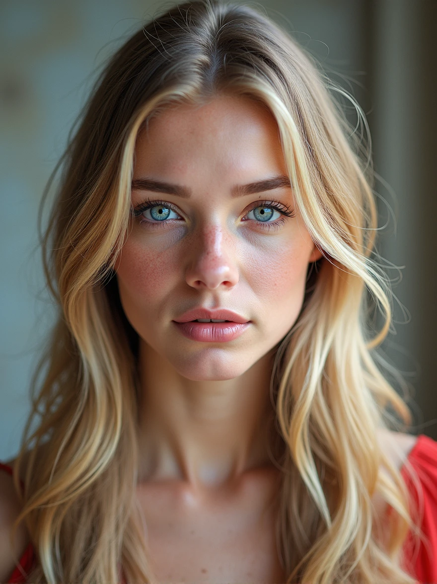A photorealistic portrait of a 21-year-old German woman with long, flowing blonde hair and piercing blue eyes, wearing a striking red dress. Full body shot, 8k HDR, highly detailed image capturing her youthful features and confident posture. She stands in a picturesque German town square, bathed in soft afternoon light, with historic architecture in the background.
A photorealistic portrait of a 21-year-old female model from Germany, showcasing her radiant blue eyes and lustrous blonde hair cascading over her shoulders. She's donning an elegant red dress that complements her fair complexion. Full-length image, 8k resolution, rich in detail, capturing her poised stance against a backdrop of a modern Berlin cityscape at dusk.
A photorealistic portrait of a young German woman, age 21, with long golden blonde hair and captivating blue eyes. She's wearing a stylish red dress that accentuates her figure. High-quality, 8k HDR image with intricate details, full body shot. The setting is a lush German vineyard, with warm sunlight filtering through the grape vines, highlighting her natural beauty and creating a romantic atmosphere.