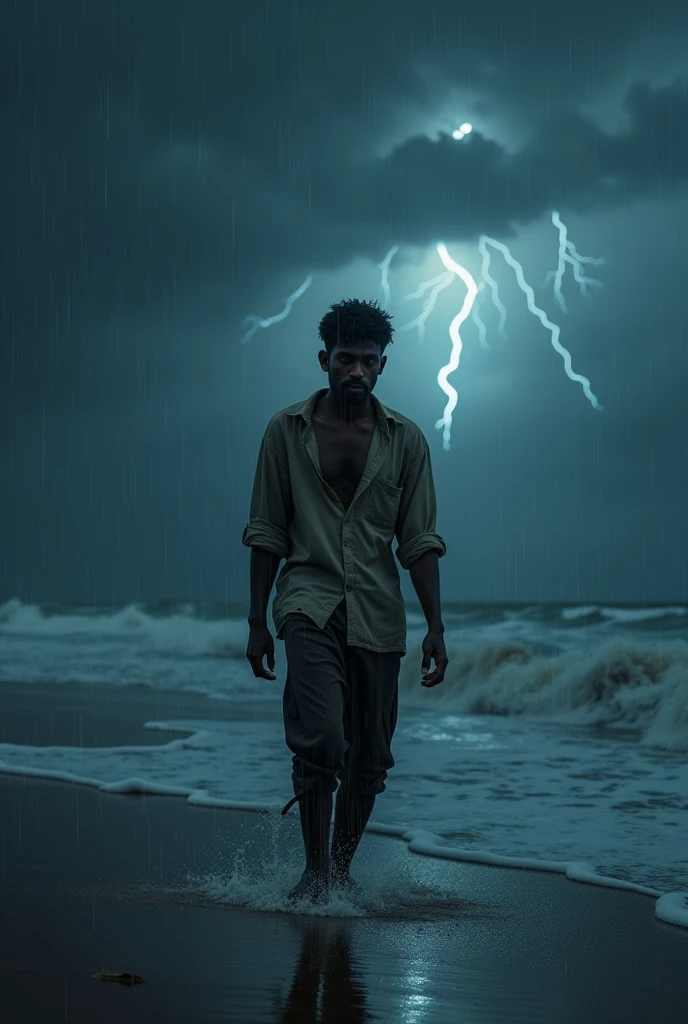 Tamilnadu sad Male 28 years old they were walking to the beach water in night thunder 
