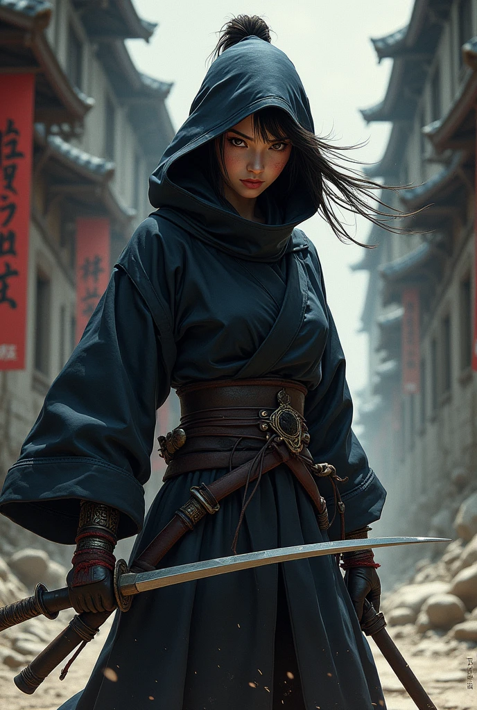 Sengoku period illustration, female, kunoichi, unlimited