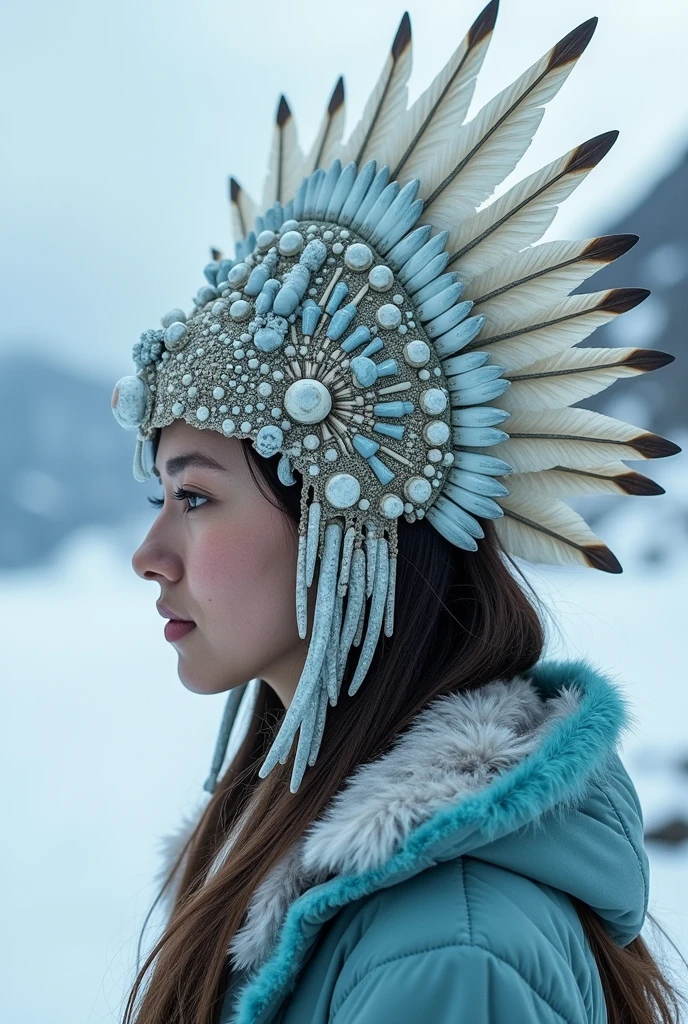 a headdress about tundra (the coldest biome) using art materials 