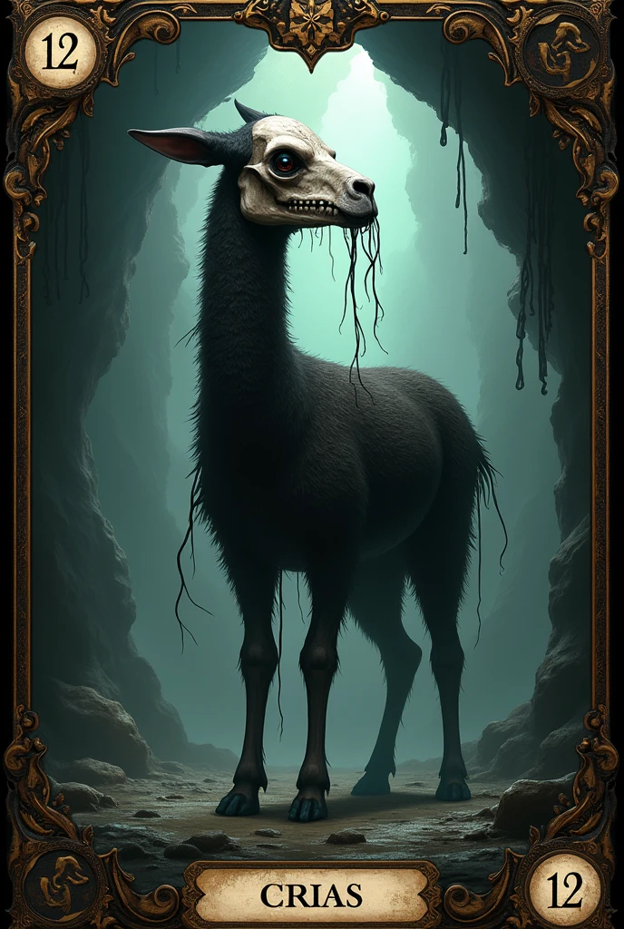 Crias playing card de tarot, skullish, dark, souls, playing card, Number 12, Dangling , skullish,cavern