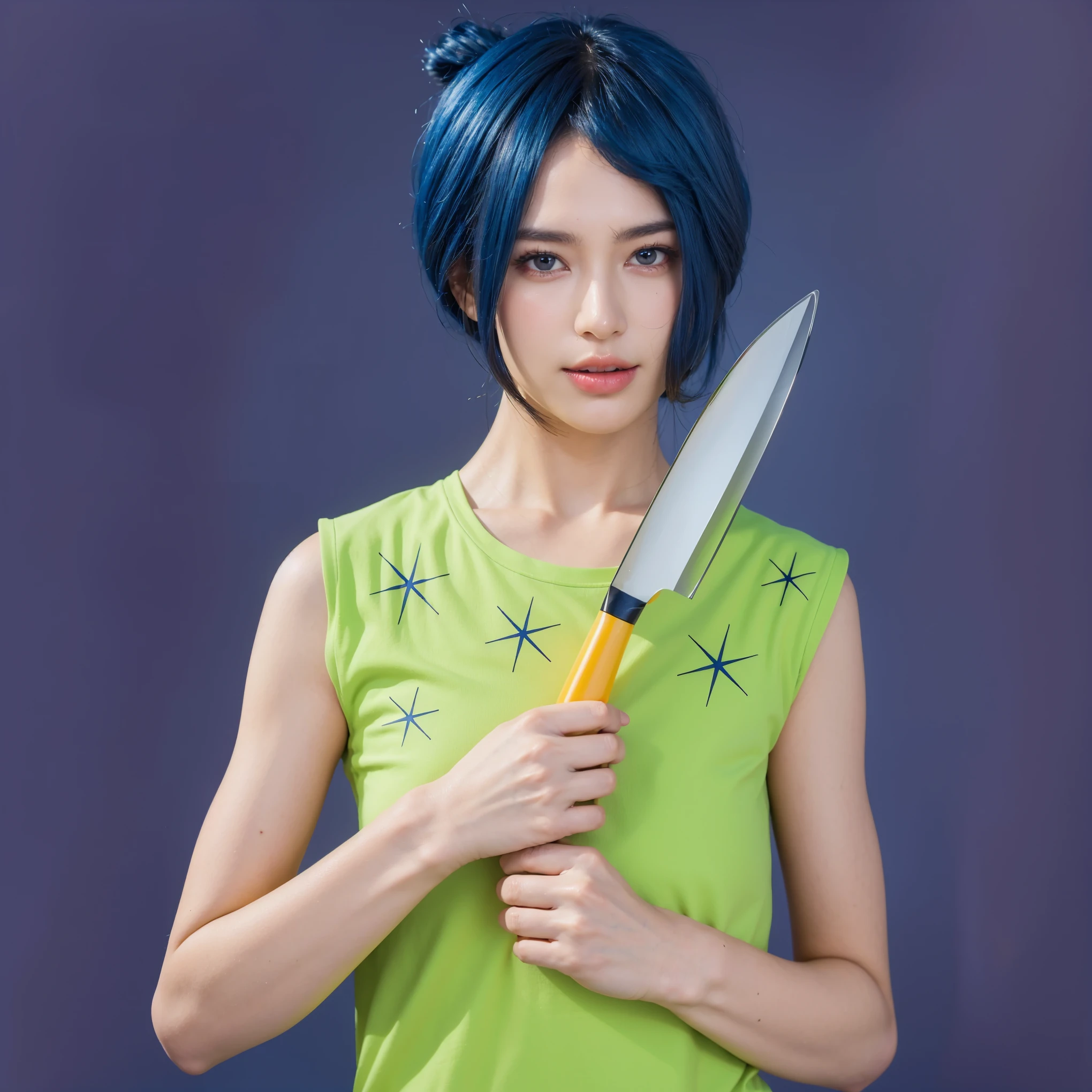 In this vividly detailed image, a young woman with dynamic orange hair sprawled out in an energetic hairstyle is portrayed lying on a blue background surrounded by symbolic elements. She wears a glossy, yellow striped shirt and a deep rust-colored skirt. Notably, the scene includes several symbolic elements that enhance its thematic depth: a "Danger" sign, warning tape with "WARNING," and white chalk-like outlines that spell "ANXIETY" and form abstract shapes around her. These elements collectively suggest a narrative of internal struggle or caution, possibly reflecting on themes of mental health or personal challenges. The inclusion of these symbols around a serene, resting figure creates a striking contrast between calm appearance and underlying tension. The purple background complements the costume, creating a vibrant and engaging scene. (glossy plastic texture with multiple big light probe refractions), perfect cgi, smooth silhouette, high intensity refraction, (super glossy plastic material), most beautiful vfx, , realistic, 4k, high resolution, rim light, smooth 3d model, multiple light sources, rim light, sharp post effects render,, realistic, 4k, high resolution, rim light detailed digital art, reflective, best quality, 4k, masterpiece:1.2, ultra-detailed, realistic, vivid colors, The image of the highest quality, ensuring every detail showcased perfectly. It in 4k resolution, allowing viewers to immerse themselves in the richness of the colors and intricate details. The realistic rendering. under the spotlight, reflecting, high-resolution image, realistic rendering