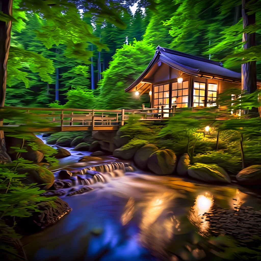 Good night Japanese summer night, quiet time, calm mind, peaceful time flows,((highest quality, 8K, masterpiece: 1.3)),
