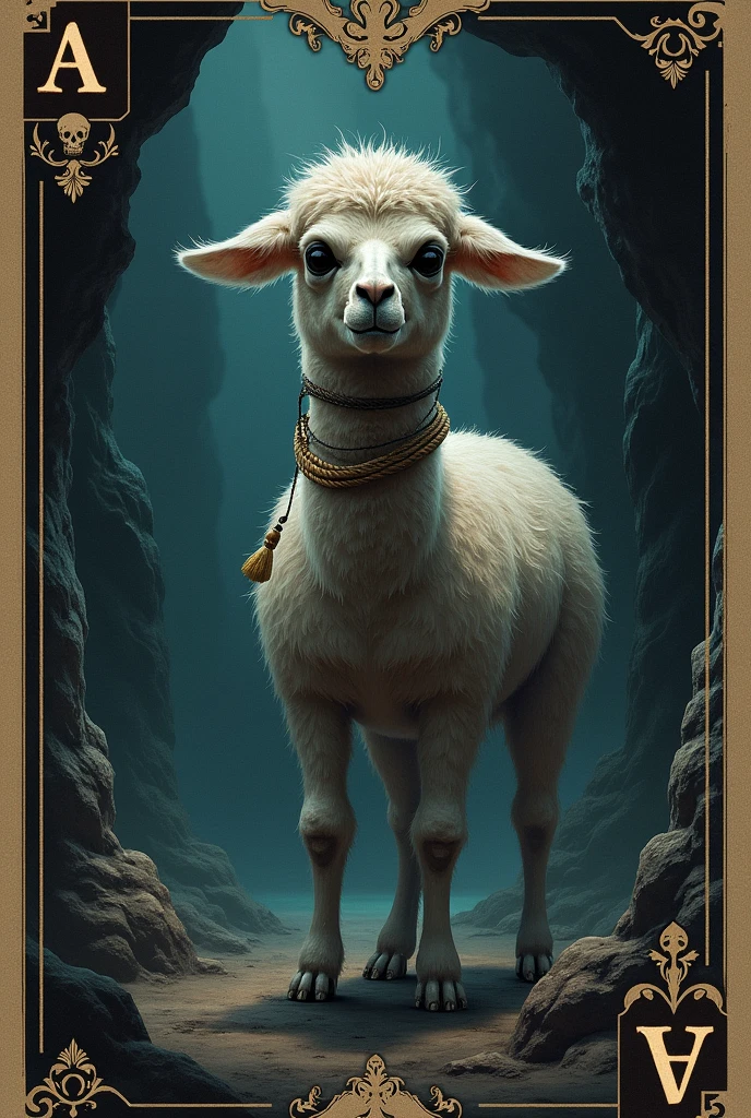 Crias playing card de tarot, skullish, dark, souls, playing card, Number 12, enforcing, rope in the neck, skullish,cavern