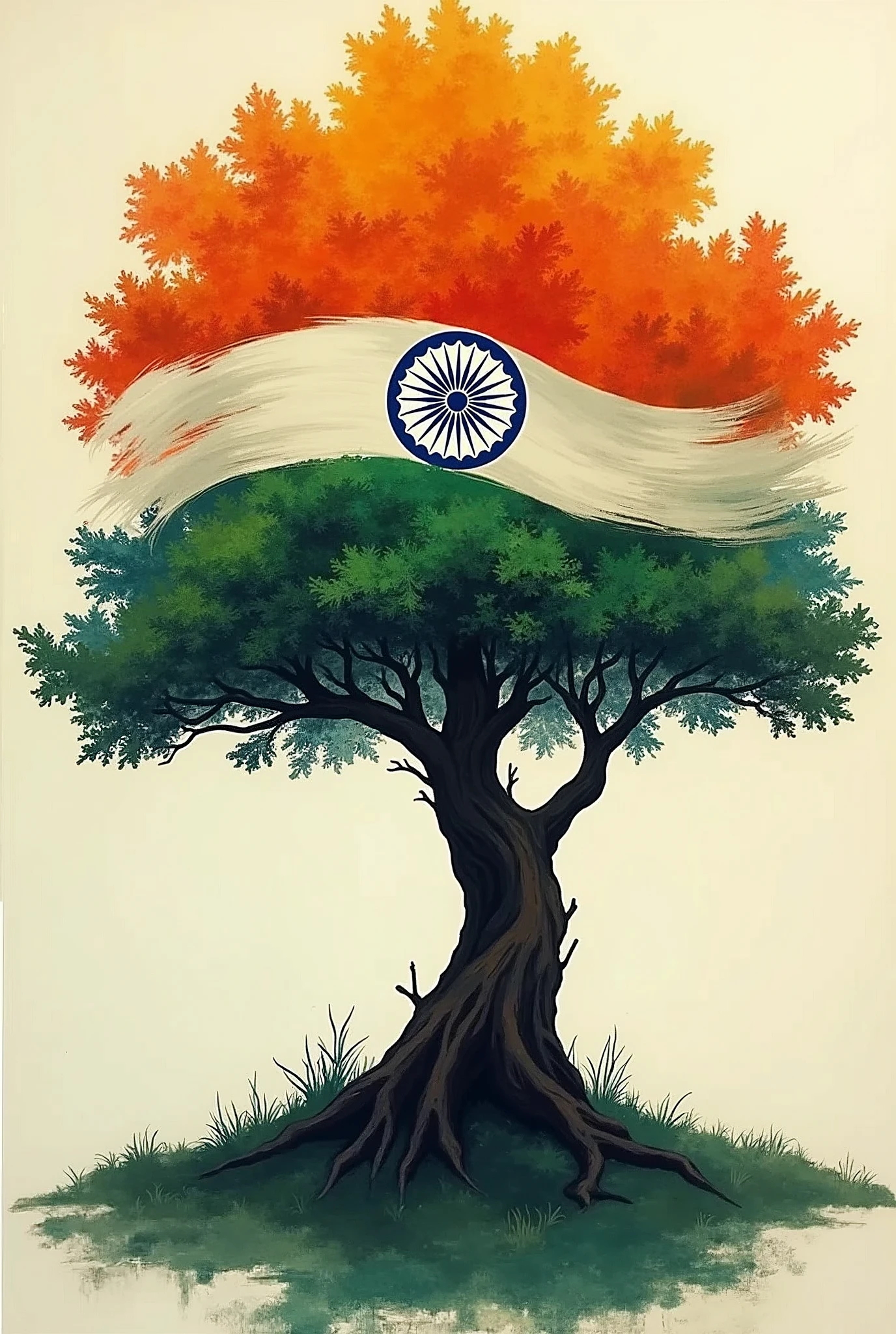 Indian fleg with tree