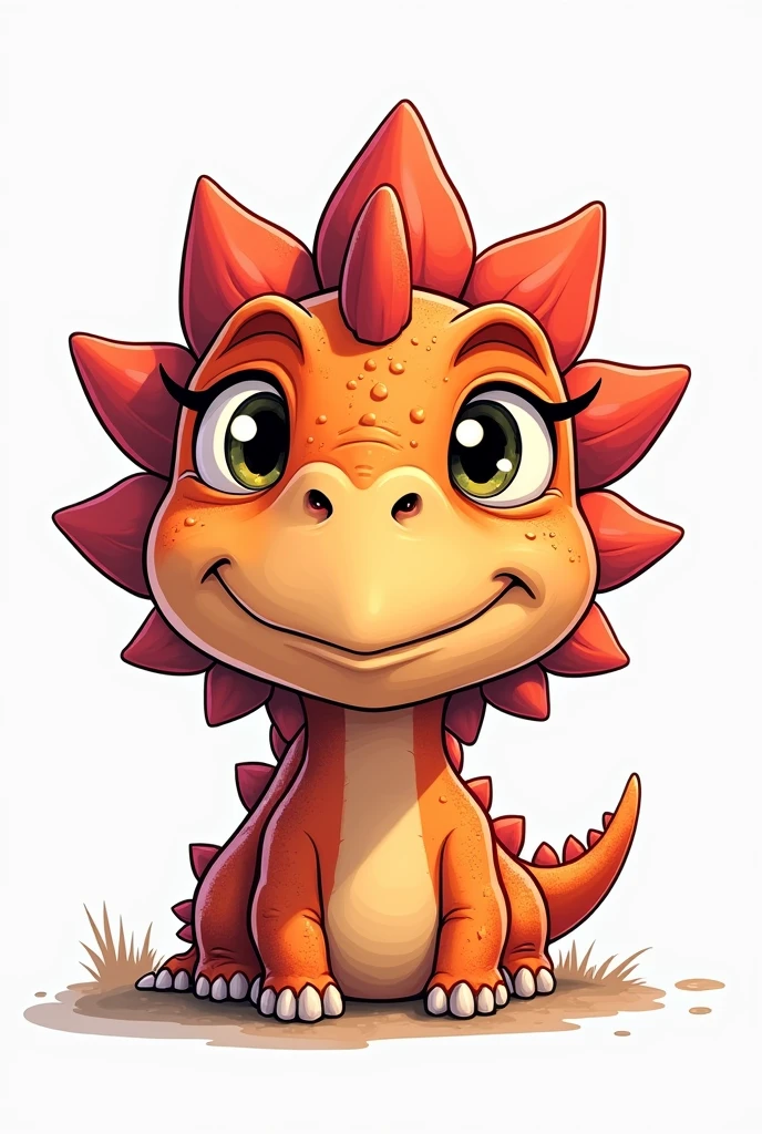 cartoon drawing close up portrait  stegosaurus head view front white background