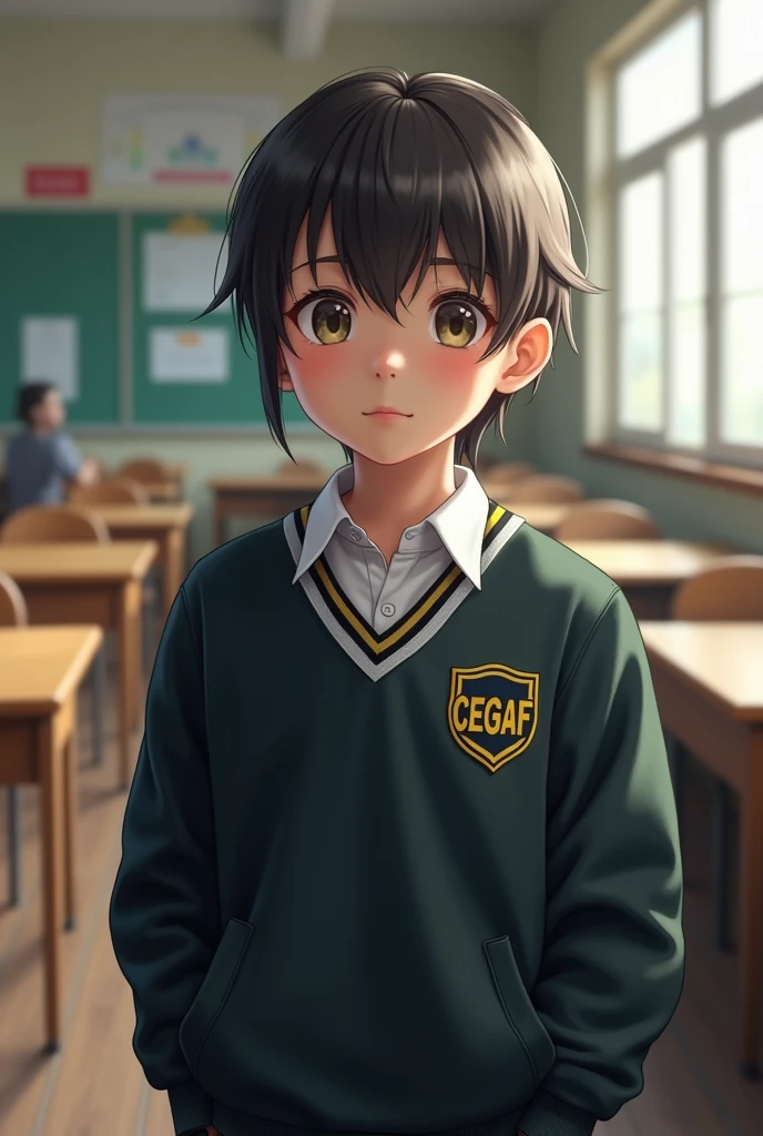  2nd grade student wearing a uniform that says CEGAF