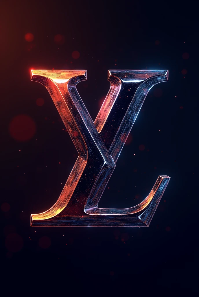Take the letter L and the letter S, Interlace them like a union between them, use a gradient color palette that varies between red, blue and black with a digital crypto theme background 