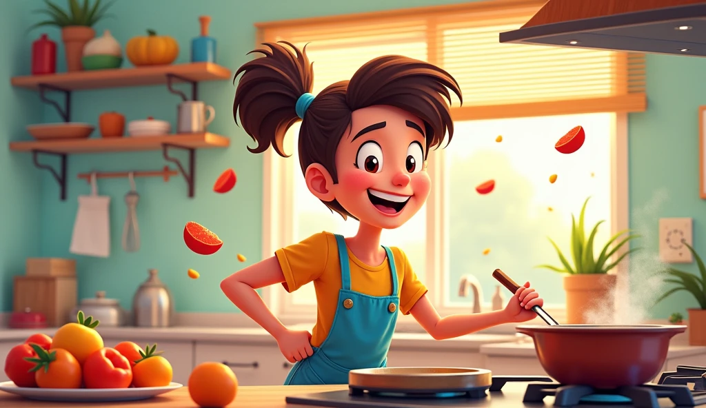 TEENAGER COOKING CARTOON